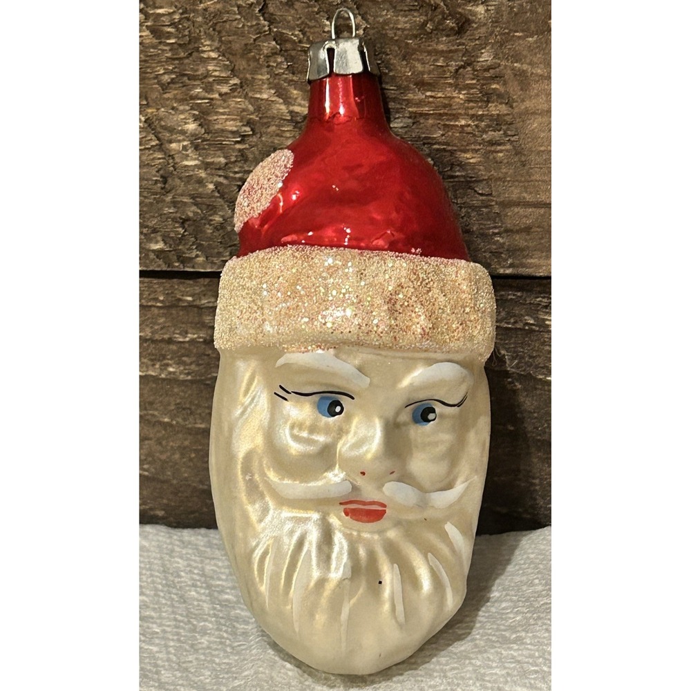 Santa , Mouth Blown Glass Christmas Ornament‎ Decoration, Made in USA